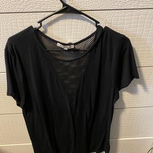 Express mesh detail vneck top